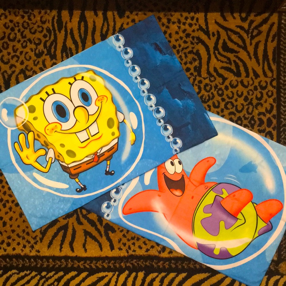 SET OF 2 SpongeBob Pillowcases 🐠 Full/Queen Size